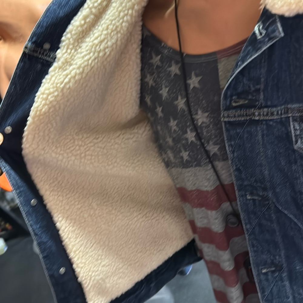 NEW & UNWORN - American Eagle sherpa shearling lined denim jacket - awesome - Picture 5 of 12